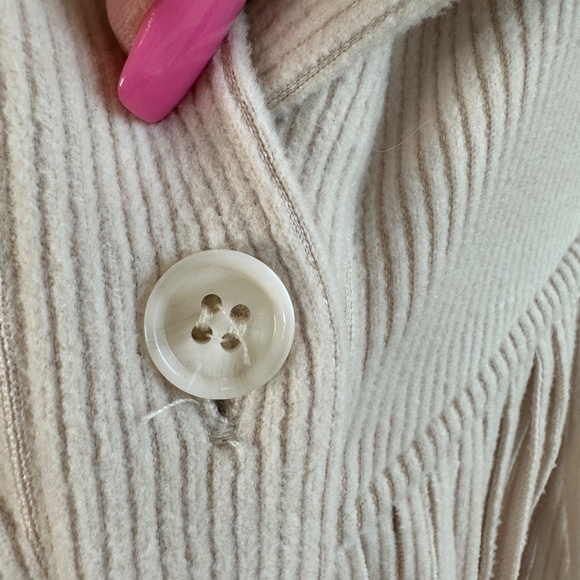 ALLIE ROSE WOMENS LONG SLEEVE CORDUROY SOFT SHACKET WITH FRINGE CREAM SZ M, - Picture 9 of 10